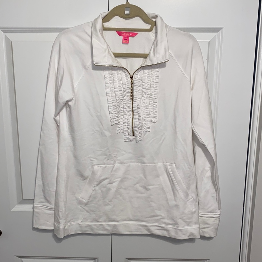 Lilly Pulitzer White Ruffle Pullover Top
